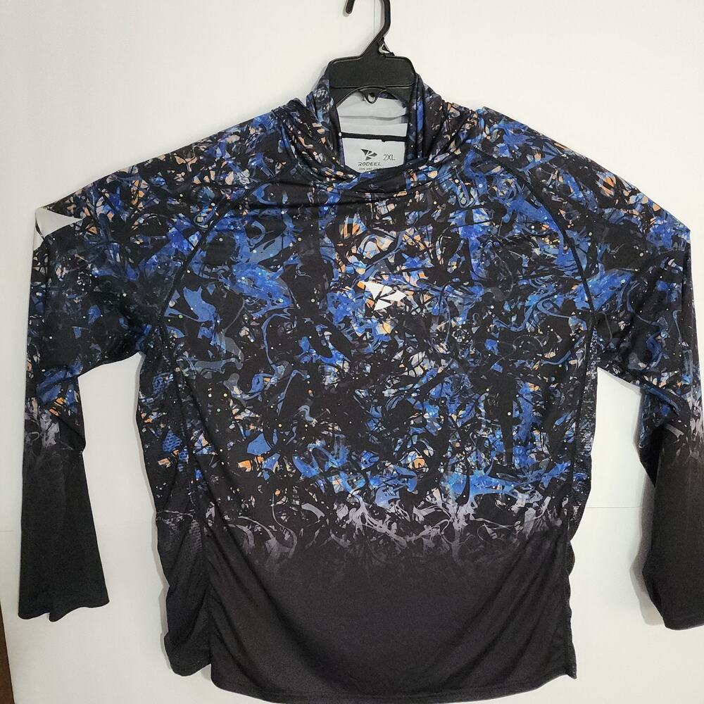 Rodeel Graphic Print‎ LS Fishing Hiking Shirt With Hoodie And Face Gator 2XL